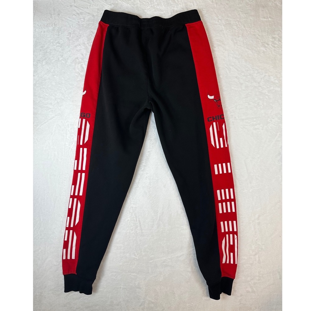NBA Chicago Bulls Jogger Sweatpants Black Red Colorblock Mens Large Fleece